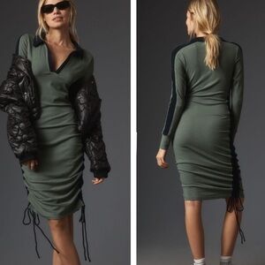 ANTHROPOLOGIE Daily Practice Long-Sleeve Colorblock Polo Midi Dress